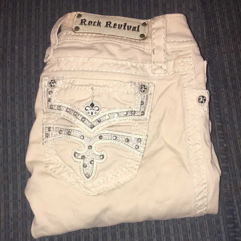 Rock Revival, Size 26, Ankle Skinny, Cream colored pants.